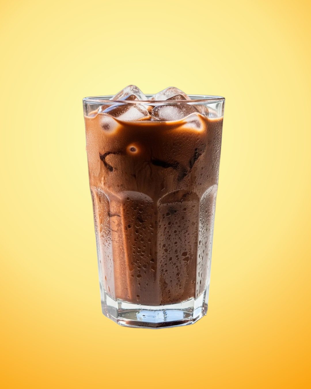 The same iced chocolate after Quick cutout, on the Studio backdrop
