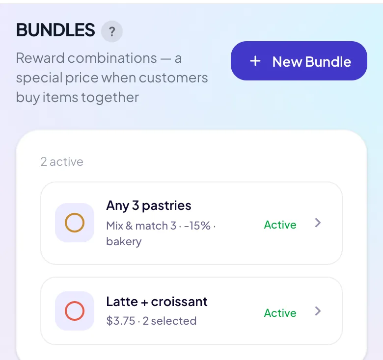 Bundles: any 3 pastries, and a latte with a croissant